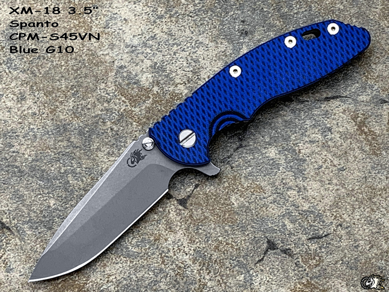 Hinderer Knives 辛德勒 XM-18 3.5�� Spanto头 S45VN钢材 蓝色G10钛柄战术折叠刀（现货）